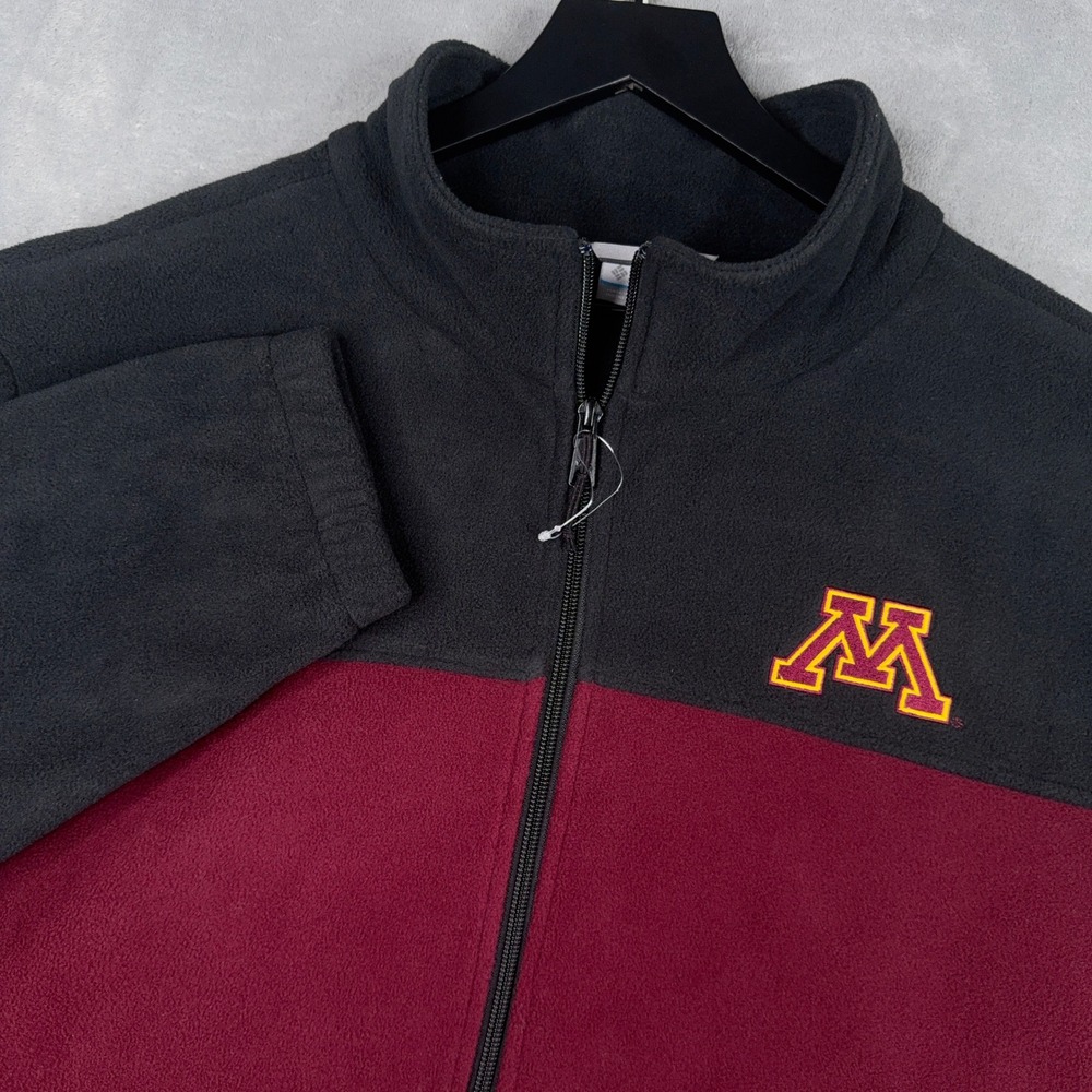 Columbia Minnesota Golden Gophers Full Zip Fleece Jacket Mens XXL‎ Maroon Black